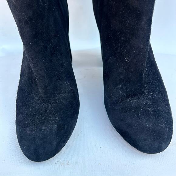Sam Edelman Caprice Black Suede Knee-High Boots Tall Chunky Heels 10 - Picture 5 of 10